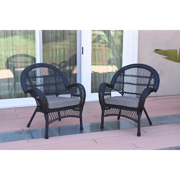 Jeco W00211-C-2-FS033 Santa Maria Black Wicker Chair with Steel Blue Cushion W00211-C_2-FS033 - main